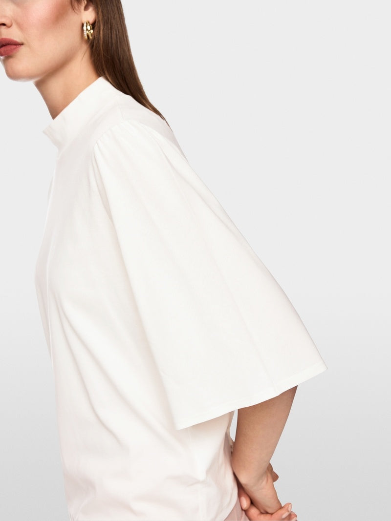 Marc Cain T-shirt met Opstaande Kraag – Wit-95% katoen, 5% elastaan-DAMES TOPS & BLOUSES-Wit