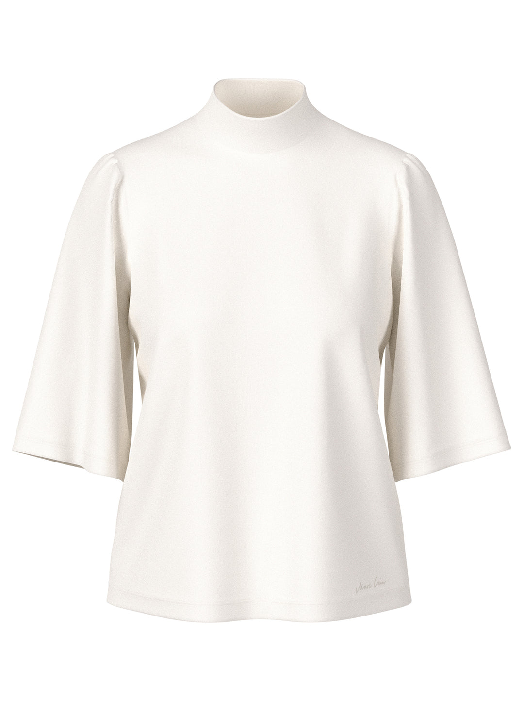 Marc Cain T-shirt met Opstaande Kraag – Wit-95% katoen, 5% elastaan-DAMES TOPS & BLOUSES-Wit