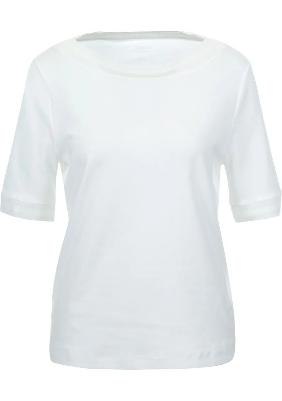 Marc Cain T-shirt – Wit-95% katoen, 5% elastaan-DAMES TOPS & BLOUSES-Wit