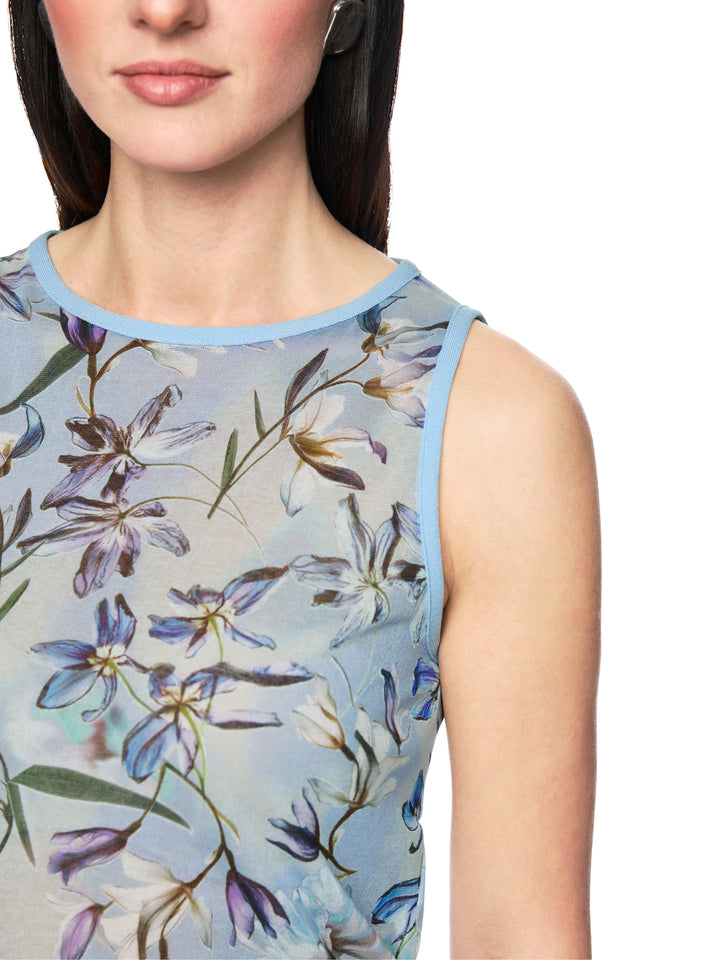 Marc Cain Top Bloemenprint 'Knitted in Germany’ -82% katoen, 18% polyamide-DAMES TOPS & BLOUSES-Blauw