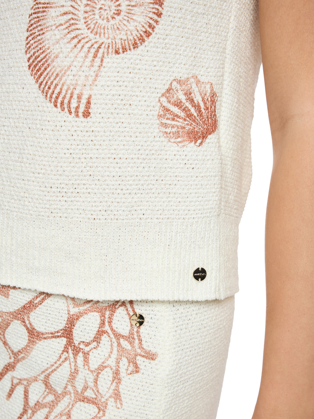 Marc Cain Top met schelpenprint – Wit-57% katoen, 43% polyamide-DAMES TOPS & BLOUSES-Wit