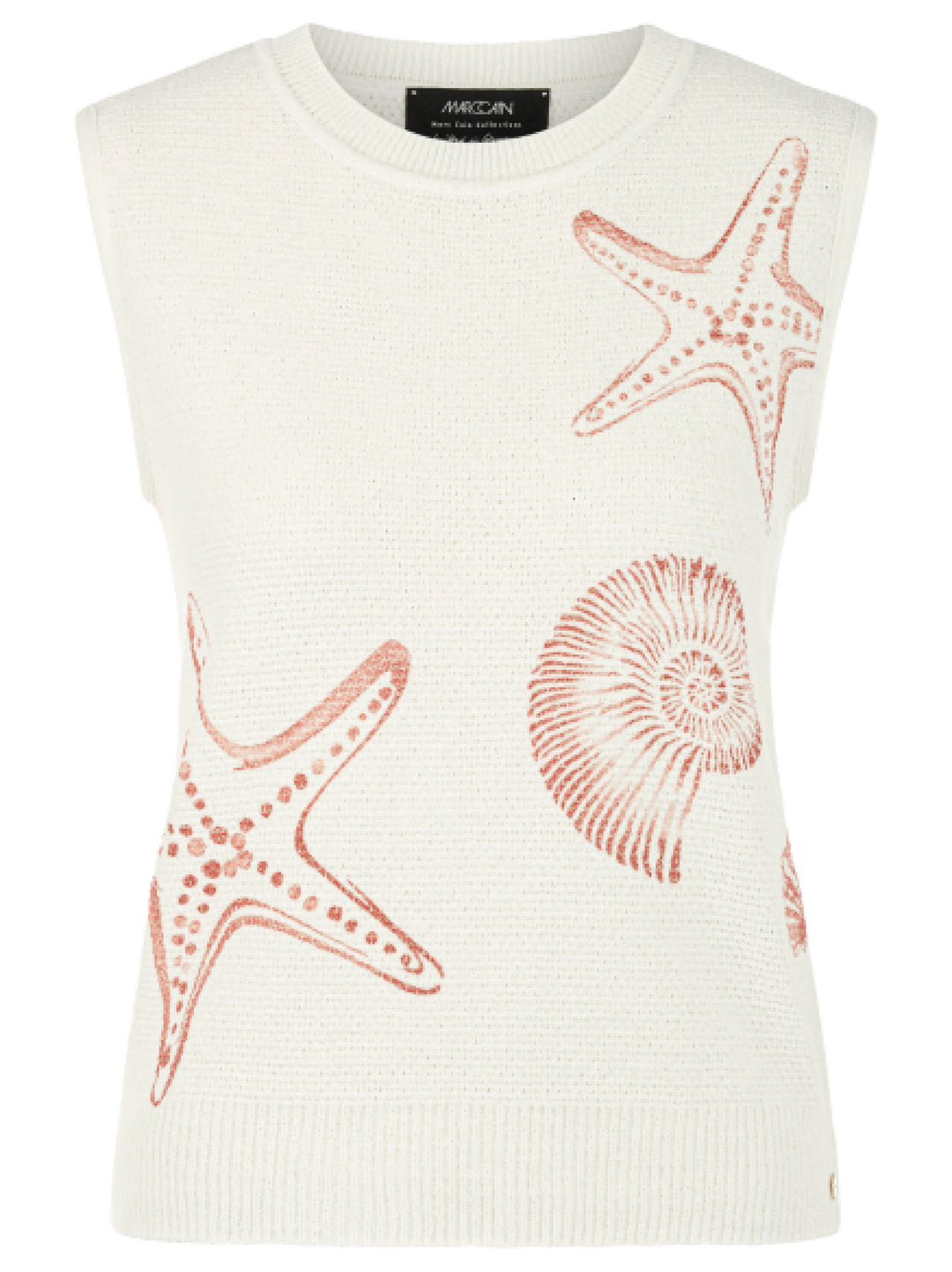 Marc Cain Top met schelpenprint – Wit-57% katoen, 43% polyamide-DAMES TOPS & BLOUSES-Wit
