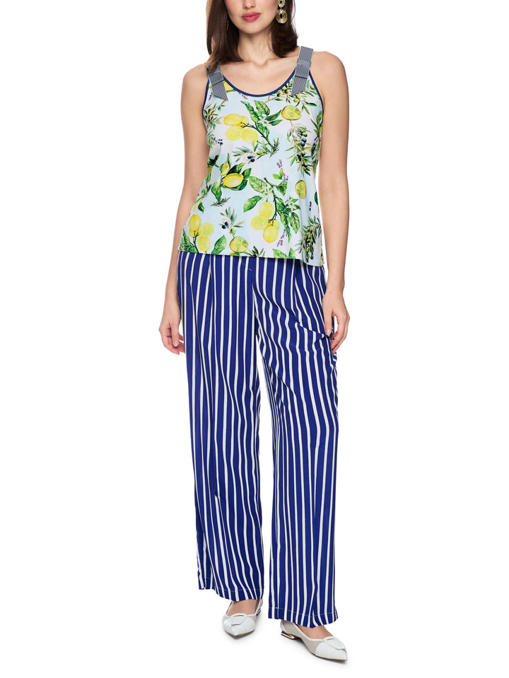 Marc Cain Top van stretchkatoen met citroenprint-94% katoen, 6% elastaan-DAMES TOPS & BLOUSES-Wit