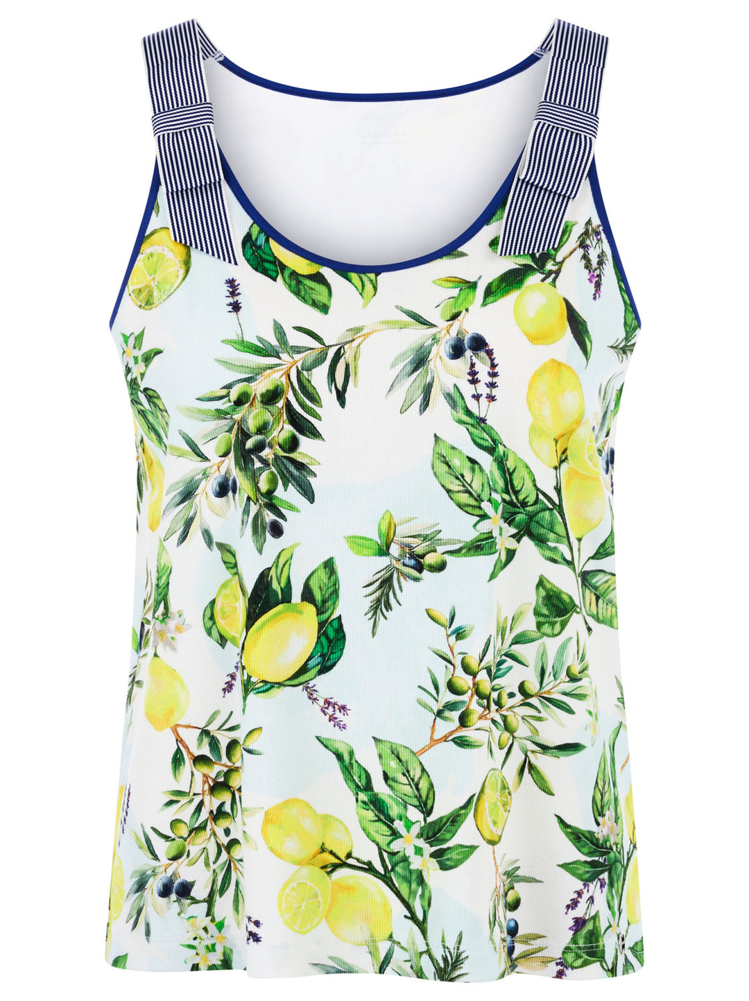 Marc Cain Top van stretchkatoen met citroenprint-94% katoen, 6% elastaan-DAMES TOPS & BLOUSES-Wit