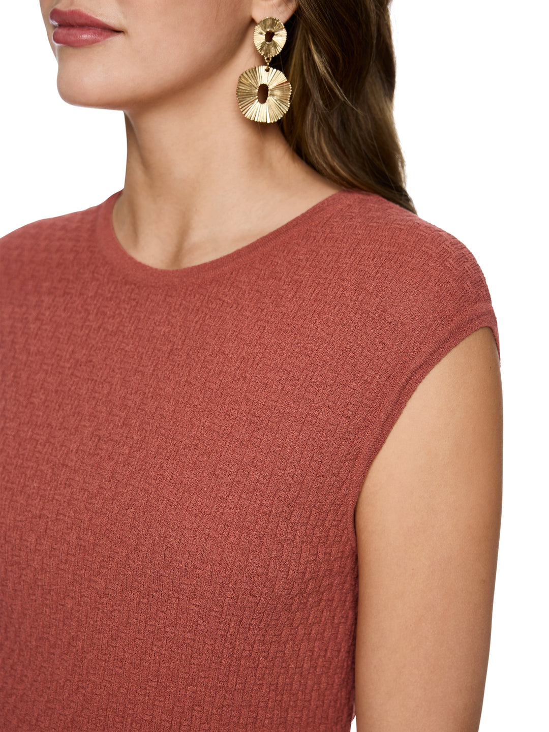 Marc Cain Top van viscose - Rood-68% viscose, 32% polyamide-DAMES TOPS & BLOUSES-Rood