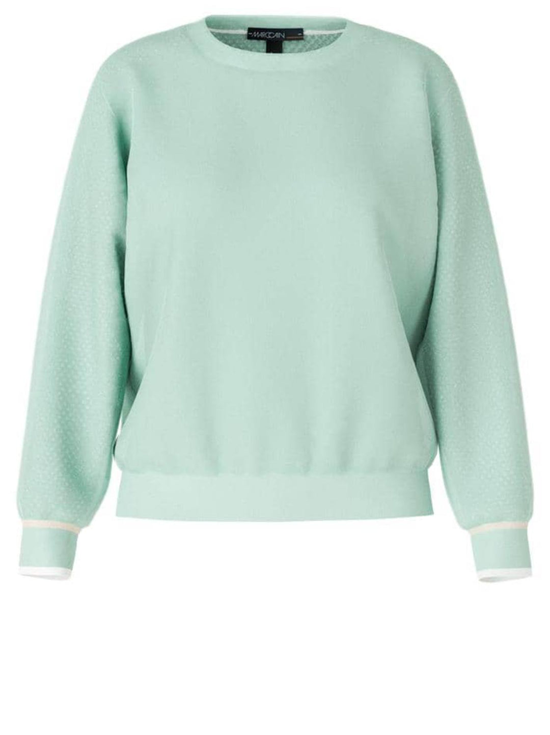 Marc Cain trui-Band: 95% viscose, 5% elastaan<br />Netz: 100% polyester<br />alg.: 82% katoen, 18% polyamide<br />Jerseyeinsatz: 100% katoen-DAMES TRUIEN & VESTEN-Groen