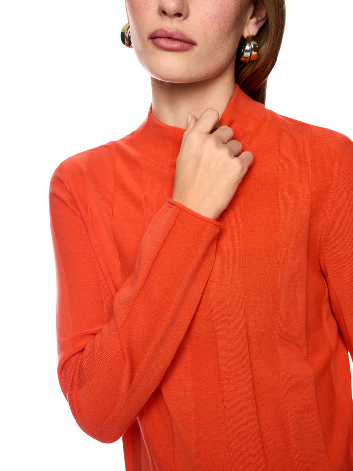 Marc Cain Trui met Opstaande Kraag – Oranje-75% wol, 20% polyester, 5% kasjmier-DAMES TRUIEN & VESTEN-Oranje