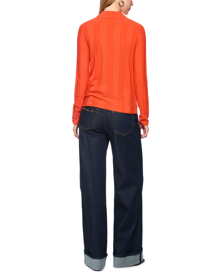 Marc Cain Trui met Opstaande Kraag – Oranje-75% wol, 20% polyester, 5% kasjmier-DAMES TRUIEN & VESTEN-Oranje