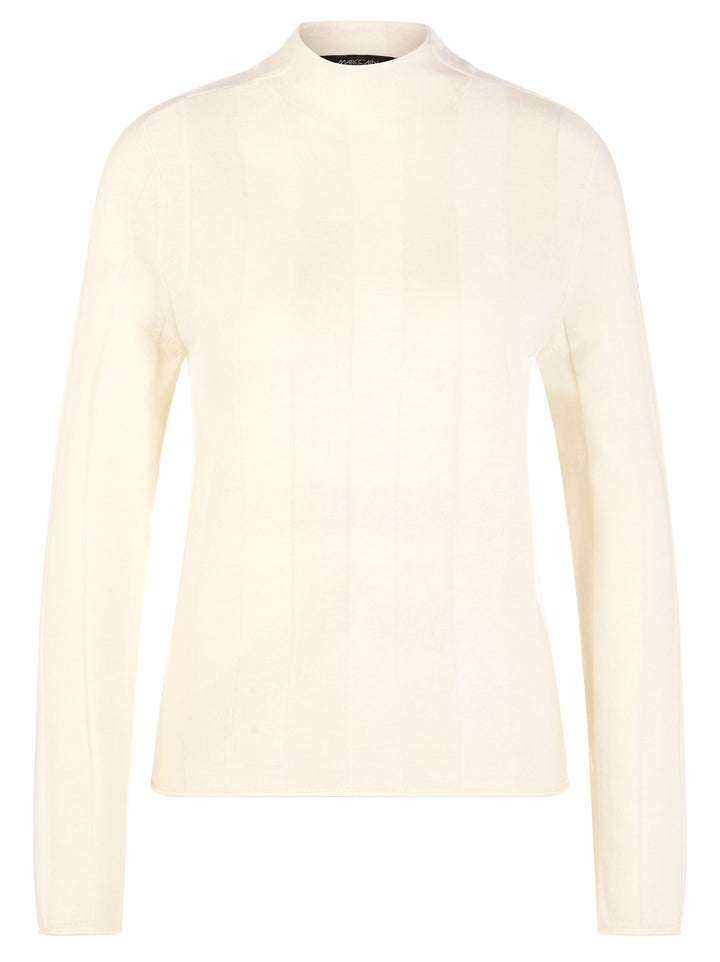 Marc Cain Trui met Opstaande Kraag – Room-75% wol, 20% polyester, 5% kasjmier-DAMES TRUIEN & VESTEN-Room
