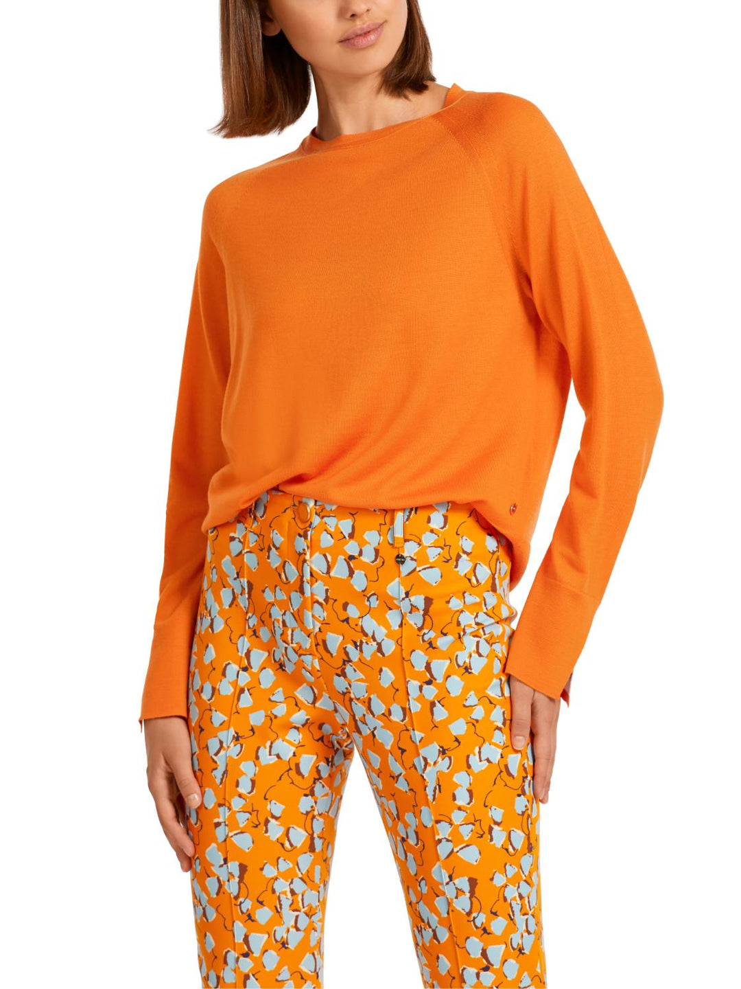 Marc Cain trui met splitten-100% scheerwol-DAMES TRUIEN & VESTEN-Oranje