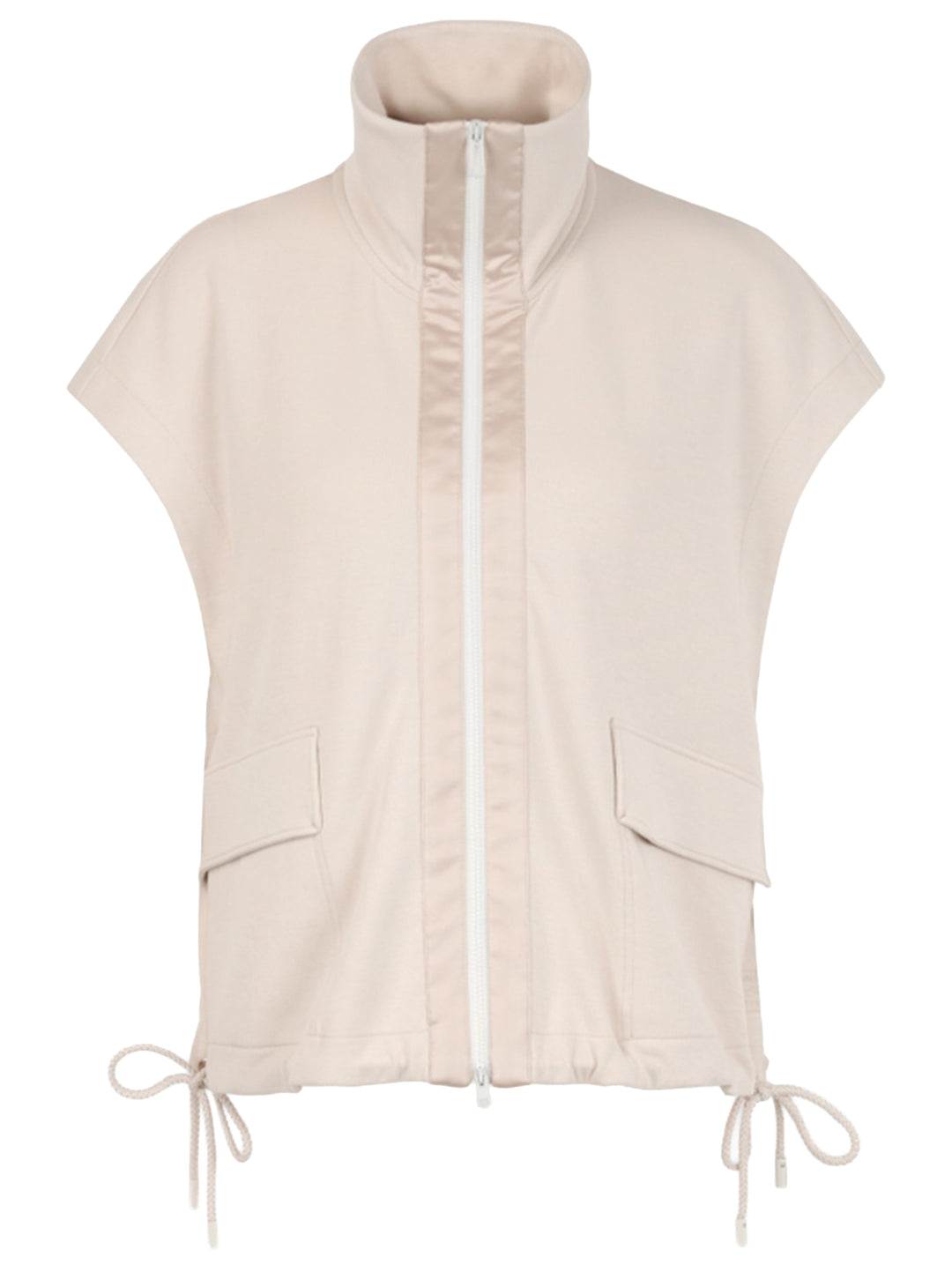 Marc Cain Vest katoenmix met troyerkraag – Room-77% katoen, 18% polyester, 5% elastaan-DAMES TRUIEN & VESTEN-Room