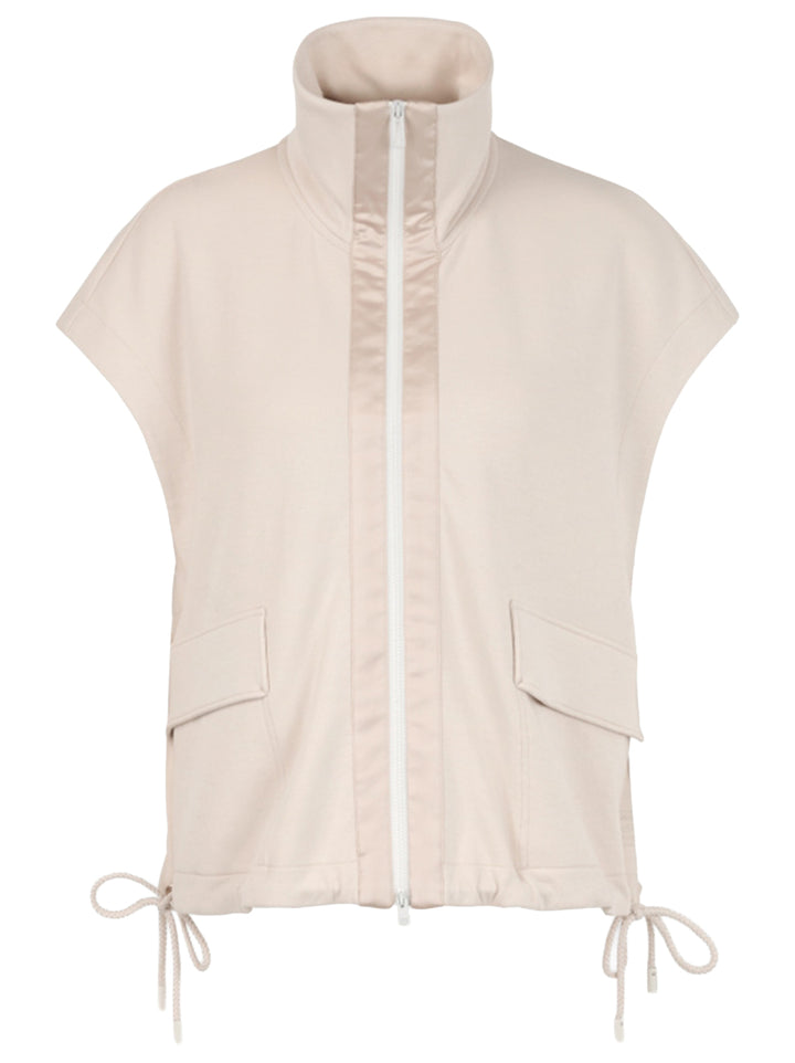 Marc Cain Vest katoenmix met troyerkraag – Room-77% katoen, 18% polyester, 5% elastaan-DAMES TRUIEN & VESTEN-Room