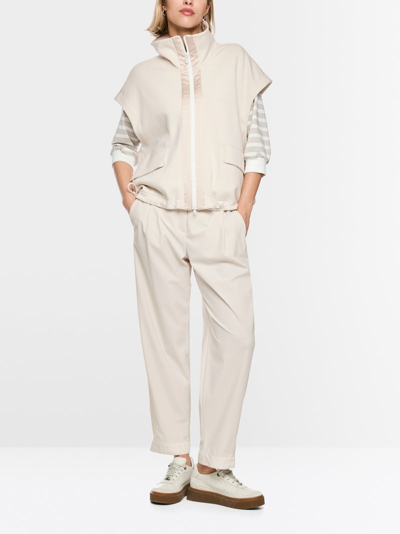 Marc Cain Vest katoenmix met troyerkraag – Room-77% katoen, 18% polyester, 5% elastaan-DAMES TRUIEN & VESTEN-Room