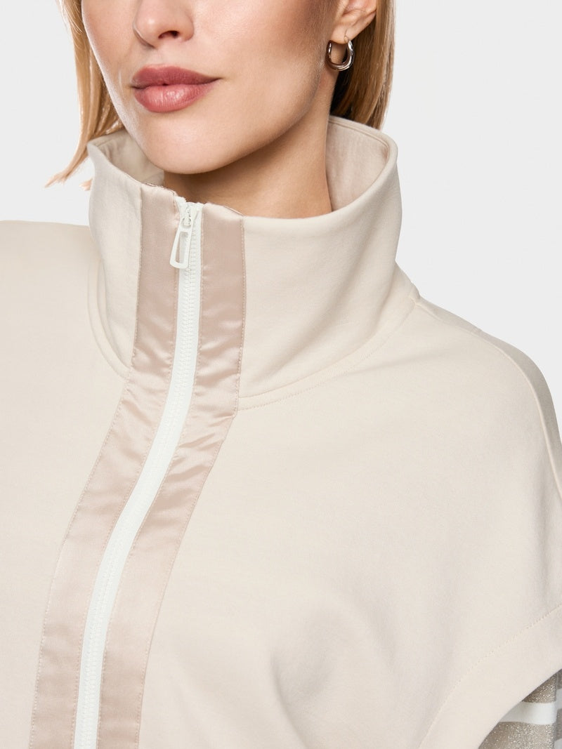 Marc Cain Vest katoenmix met troyerkraag – Room-77% katoen, 18% polyester, 5% elastaan-DAMES TRUIEN & VESTEN-Room