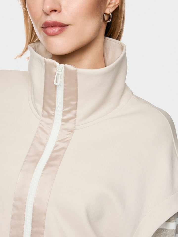 Marc Cain Vest katoenmix met troyerkraag – Room-77% katoen, 18% polyester, 5% elastaan-DAMES TRUIEN & VESTEN-Room