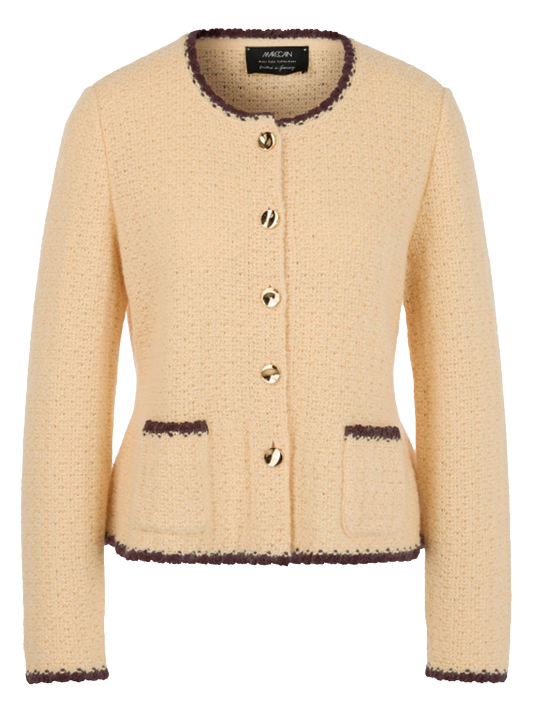 Marc Cain Vest Knitted in Germany – Geel-39% biologisch katoen, 15% polyamide, 13% alpaca, 12% katoen, 10% acryl, 5% moha