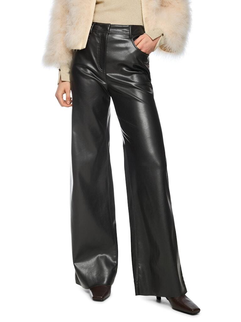 Marc Cain WARRI Pantalon Wide Fit – Zwart-100% polyester-DAMES BROEKEN-Zwart