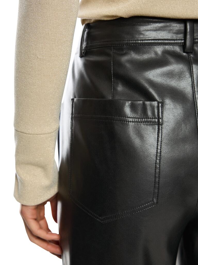 Marc Cain WARRI Pantalon Wide Fit – Zwart-100% polyester-DAMES BROEKEN-Zwart