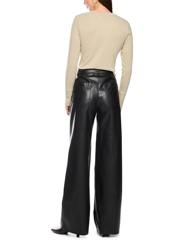 Marc Cain WARRI Pantalon Wide Fit – Zwart-100% polyester-DAMES BROEKEN-Zwart