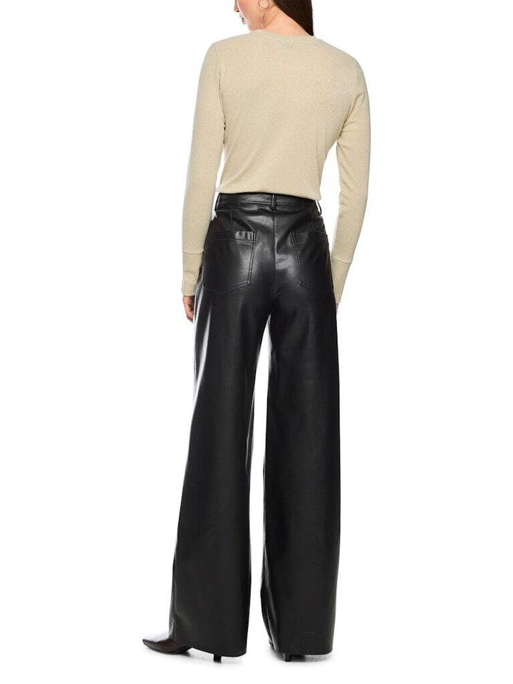 Marc Cain WARRI Pantalon Wide Fit – Zwart-100% polyester-DAMES BROEKEN-Zwart