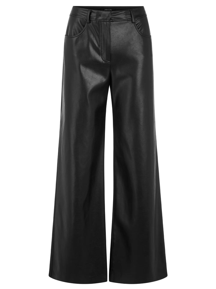 Marc Cain WARRI Pantalon Wide Fit – Zwart-100% polyester-DAMES BROEKEN-Zwart