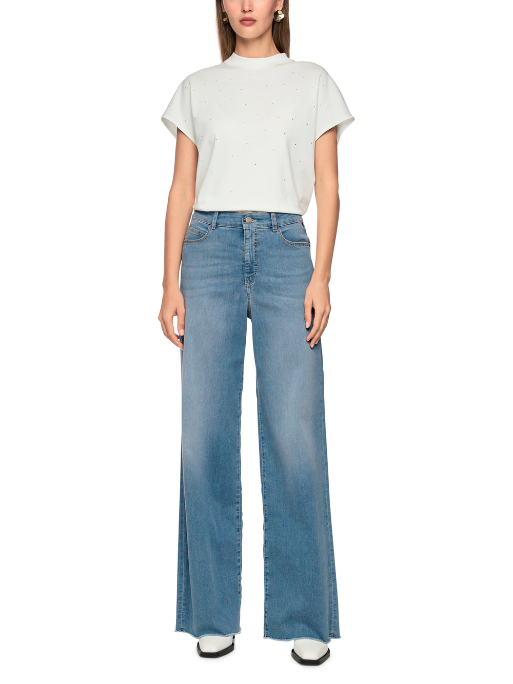 Marc Cain – WARRI Wide Cut Jeans-78% katoen, 20% polyester, 2% elastaan-DAMES BROEKEN-Blauw