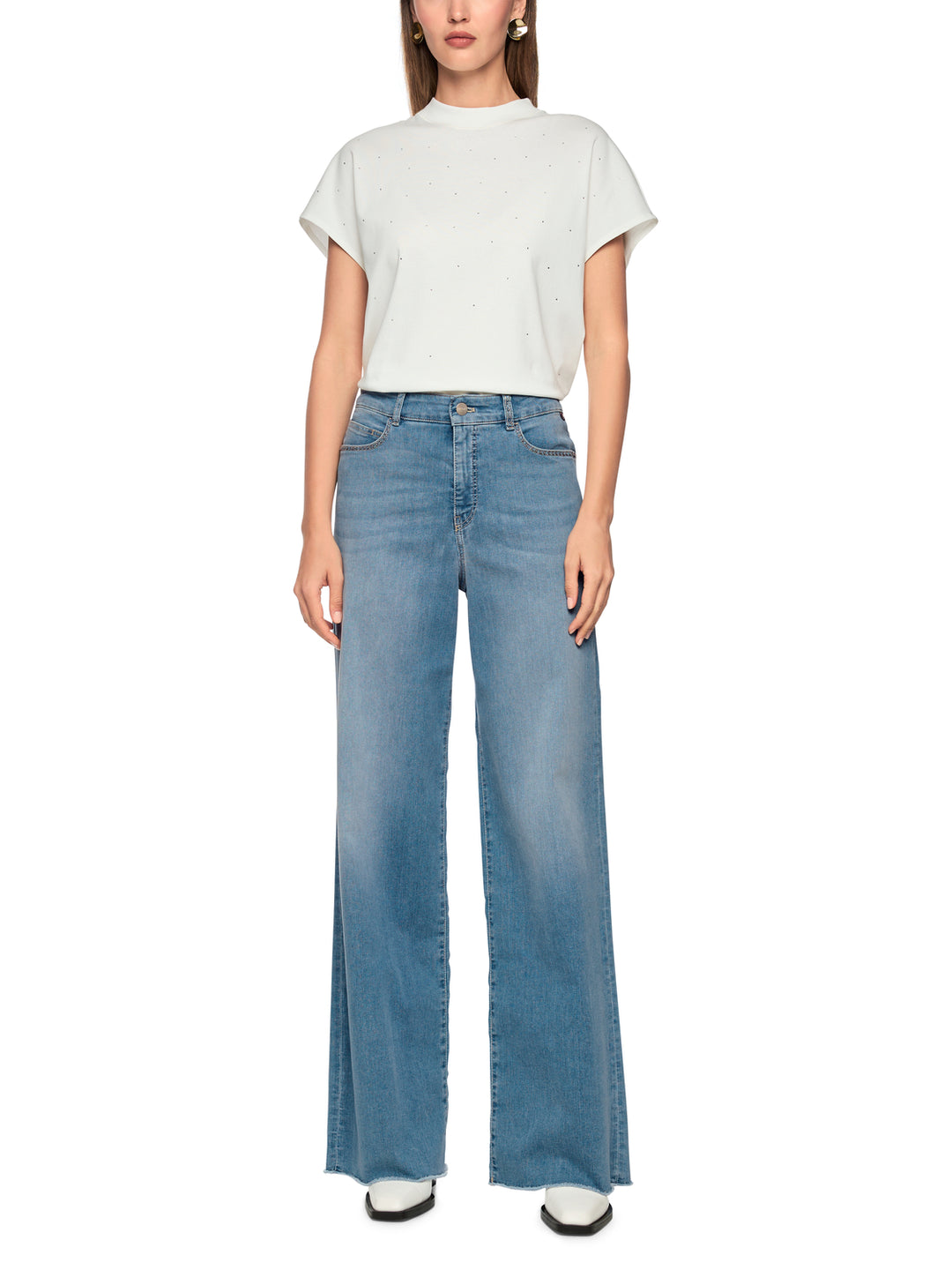 Marc Cain – WARRI Wide Cut Jeans-78% katoen, 20% polyester, 2% elastaan-DAMES BROEKEN-Blauw