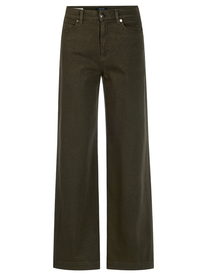 Marc Cain WARRI Wide Leg Jeans Glitters – Groen-98% katoen, 2% elastaan-DAMES BROEKEN-Groen