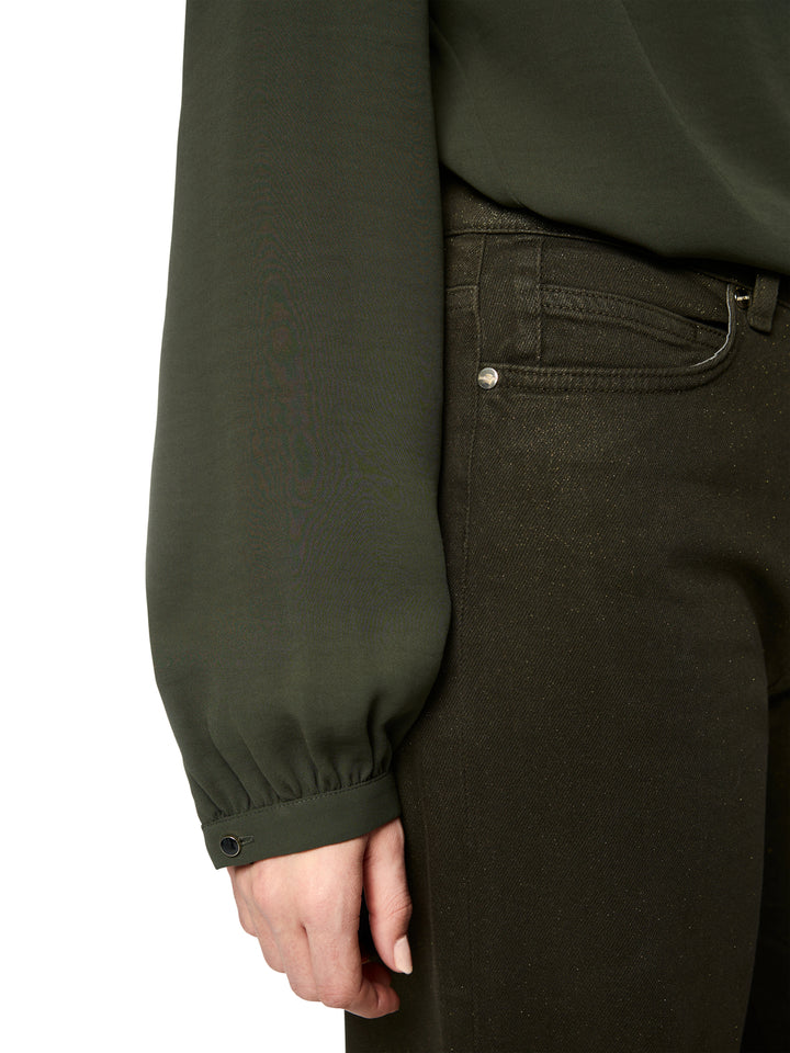 Marc Cain WARRI Wide Leg Jeans Glitters – Groen-98% katoen, 2% elastaan-DAMES BROEKEN-Groen