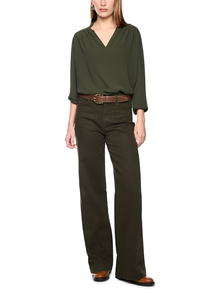 Marc Cain WARRI Wide Leg Jeans Glitters – Groen-98% katoen, 2% elastaan-DAMES BROEKEN-Groen