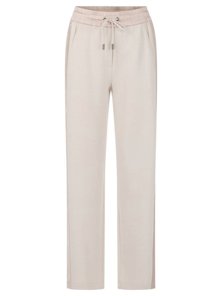 Marc Cain WASHINGTON broek met satijndetail – Room-88% katoen, 8% polyester, 4% elastaan<br />Inzetstuk: 98% polyester, 2