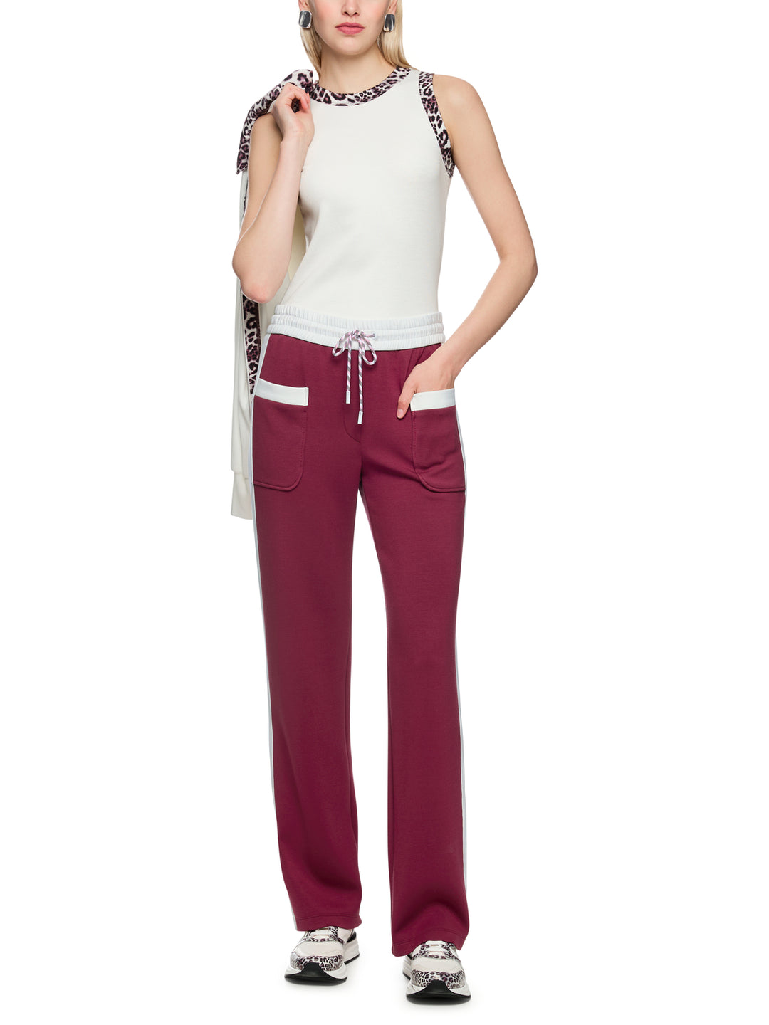 Marc Cain WASHINGTON pantalon – Rood-47% polyamide, 44% viscose, 9% elastaan-DAMES BROEKEN-Rood