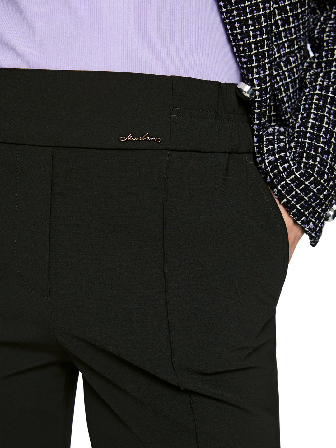 Marc Cain WASHINGTON Pantalon – Zwart-90% polyester, 10% elastaan-DAMES BROEKEN-Zwart