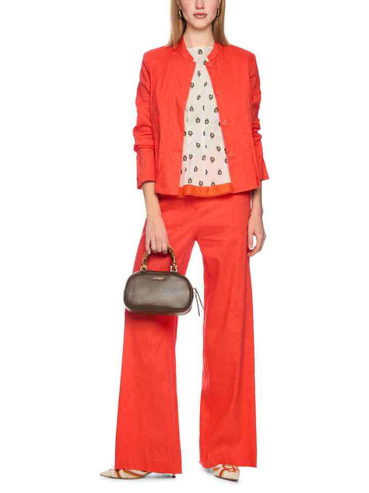Marc Cain WAUKEE broek van linnen-viscose-62% linnen, 35% viscose, 3% elastaan-DAMES BROEKEN-Oranje