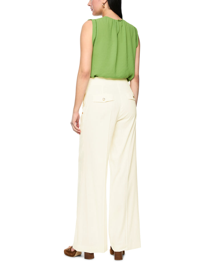 Marc Cain WAUKEE broek van linnen-viscose – Room-62% linnen, 35% viscose, 3% elastaan-DAMES BROEKEN-Room
