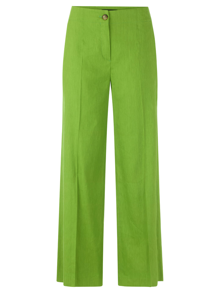 Marc Cain Waukee Pantalon – Groen-62% linnen, 35% viscose, 3% elastaan-DAMES BROEKEN-Groen