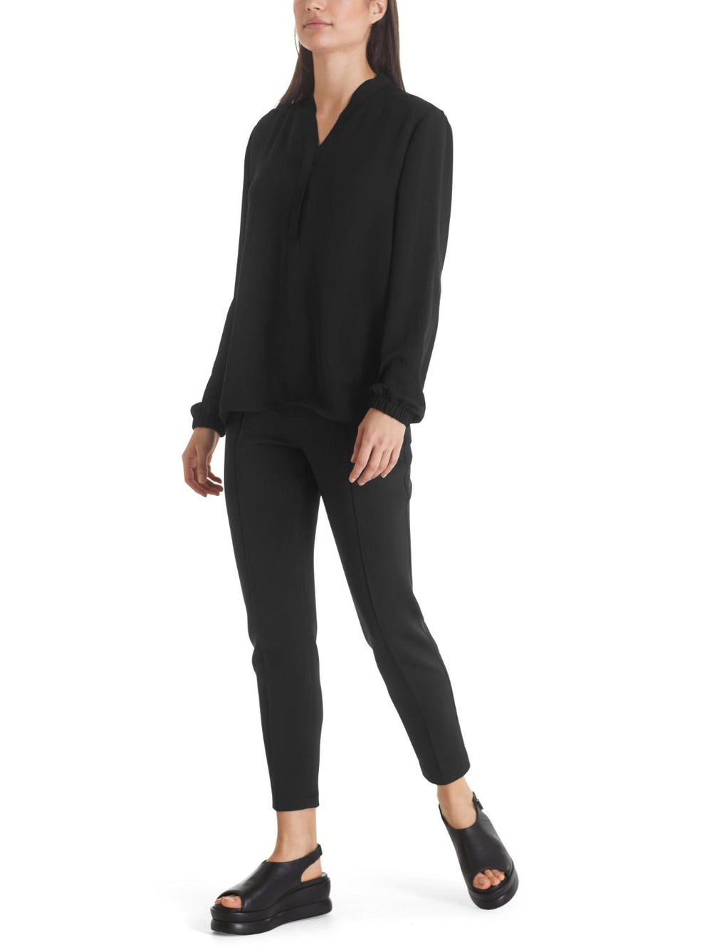 Marc Cain wijde blouse-100% polyester-DAMES TOPS & BLOUSES-Zwart