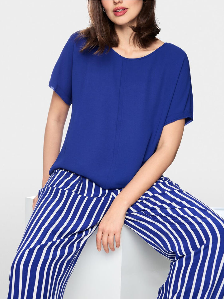 Marc Cain Wijdvallende blouse - Blauw-100% polyester-DAMES TOPS & BLOUSES-Blauw