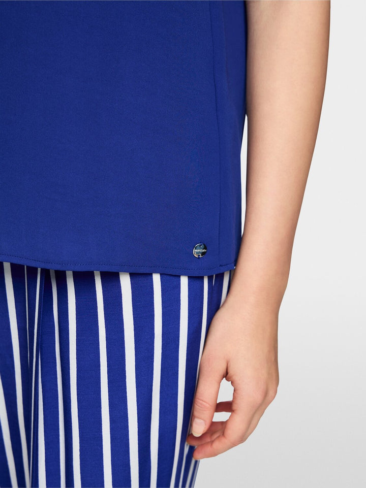 Marc Cain Wijdvallende blouse - Blauw-100% polyester-DAMES TOPS & BLOUSES-Blauw