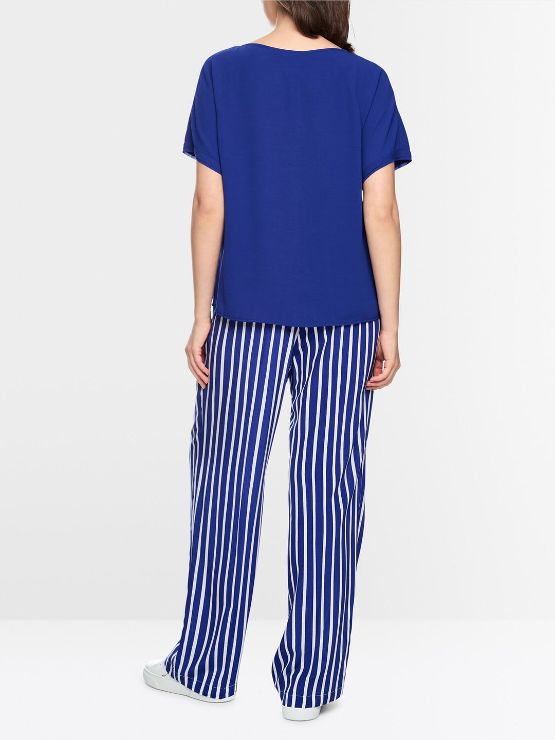 Marc Cain Wijdvallende blouse - Blauw-100% polyester-DAMES TOPS & BLOUSES-Blauw