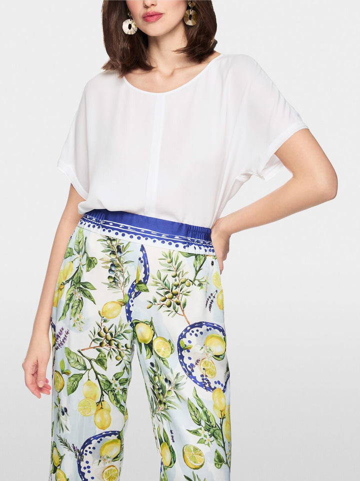 Marc Cain Wijdvallende blouse - Wit-100% polyester-DAMES TOPS & BLOUSES-Wit