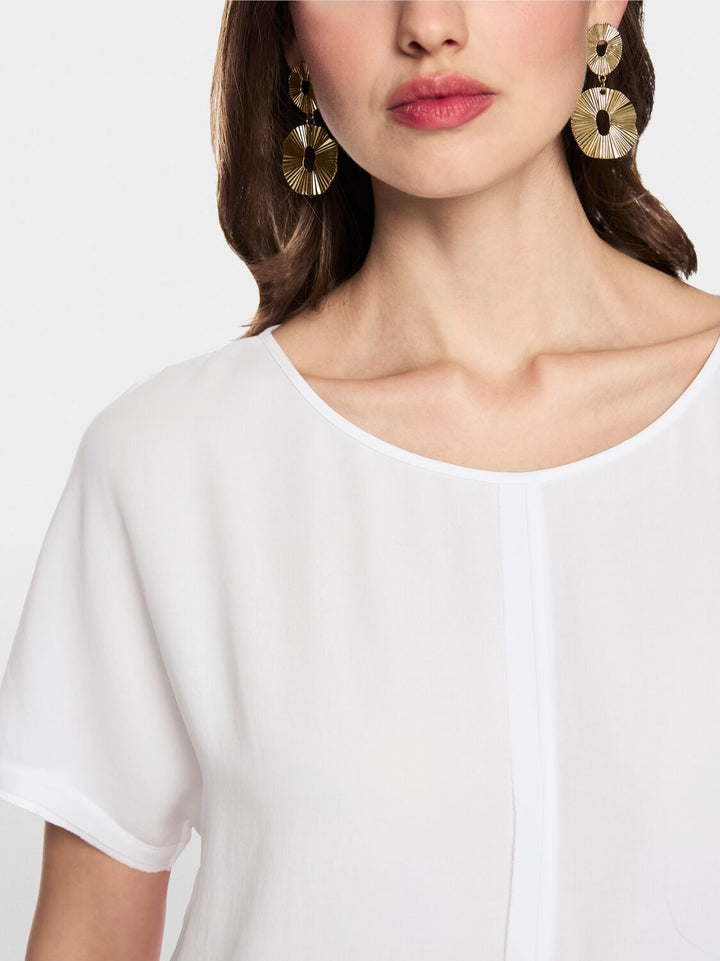Marc Cain Wijdvallende blouse - Wit-100% polyester-DAMES TOPS & BLOUSES-Wit