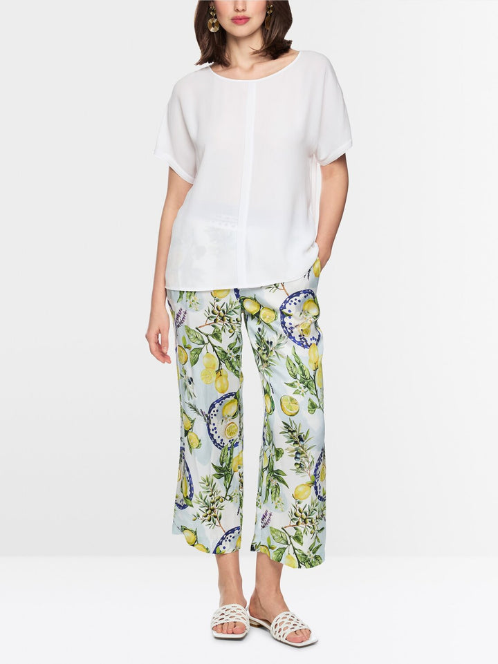 Marc Cain Wijdvallende blouse - Wit-100% polyester-DAMES TOPS & BLOUSES-Wit