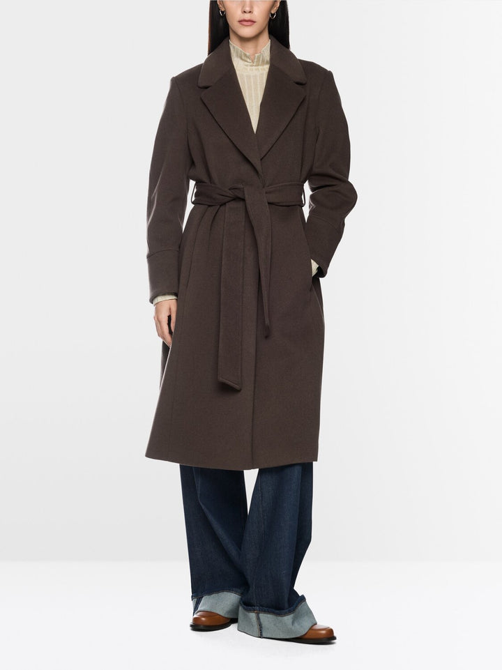 Marc Cain Wollen Mantel met Ceintuur – Bruin-90% wol, 10% kasjmier-DAMES JASSEN & JACKS-Bruin