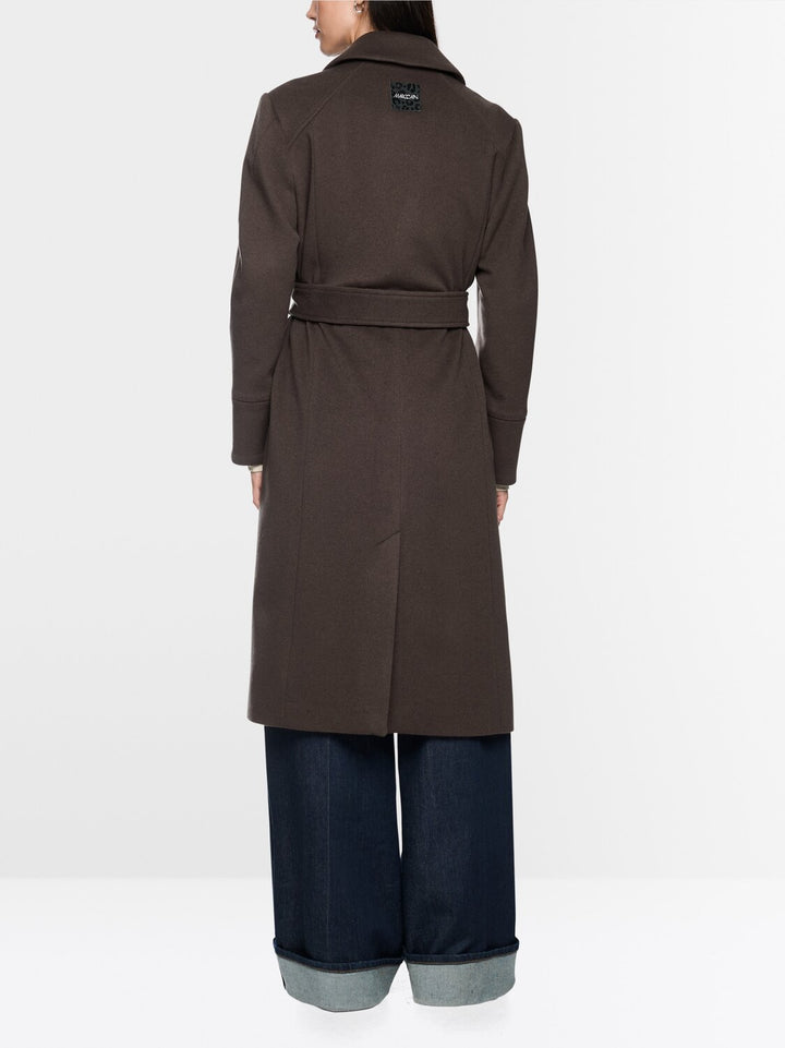 Marc Cain Wollen Mantel met Ceintuur – Bruin-90% wol, 10% kasjmier-DAMES JASSEN & JACKS-Bruin