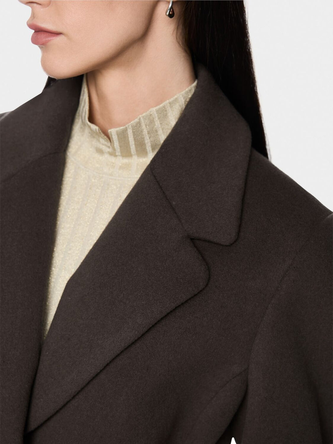 Marc Cain Wollen Mantel met Ceintuur – Bruin-90% wol, 10% kasjmier-DAMES JASSEN & JACKS-Bruin