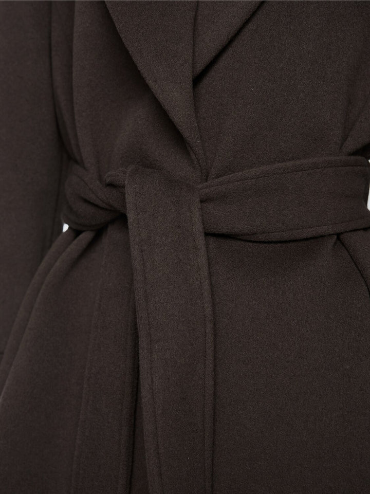 Marc Cain Wollen Mantel met Ceintuur – Bruin-90% wol, 10% kasjmier-DAMES JASSEN & JACKS-Bruin