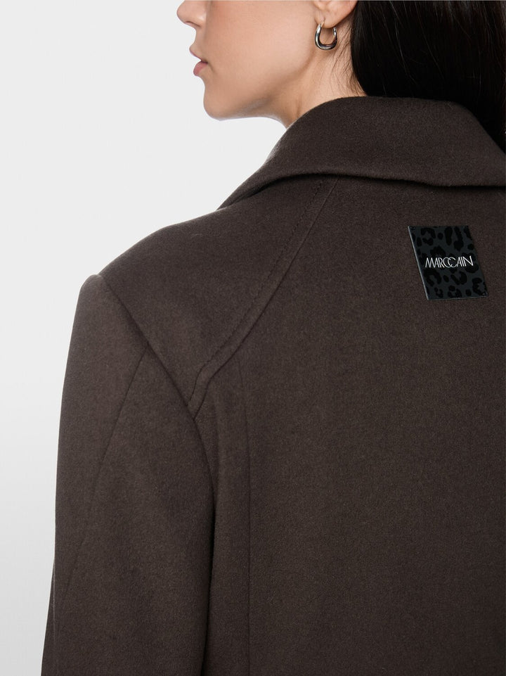 Marc Cain Wollen Mantel met Ceintuur – Bruin-90% wol, 10% kasjmier-DAMES JASSEN & JACKS-Bruin