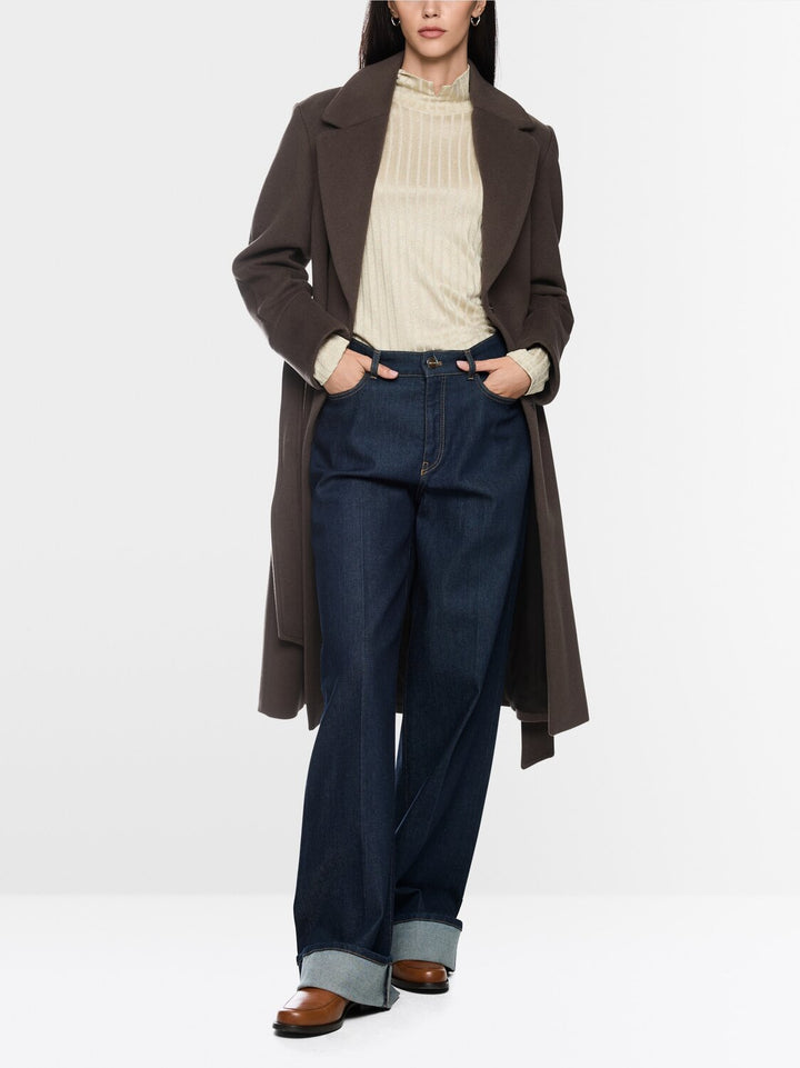 Marc Cain Wollen Mantel met Ceintuur – Bruin-90% wol, 10% kasjmier-DAMES JASSEN & JACKS-Bruin