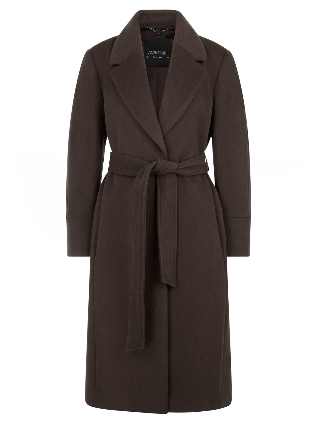Marc Cain Wollen Mantel met Ceintuur – Bruin-90% wol, 10% kasjmier-DAMES JASSEN & JACKS-Bruin